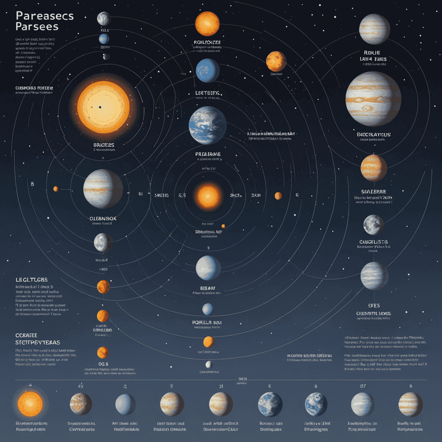 An infographic showing the relative scales of parsecs and light-years, with familiar cosmic objects placed at their respective distances