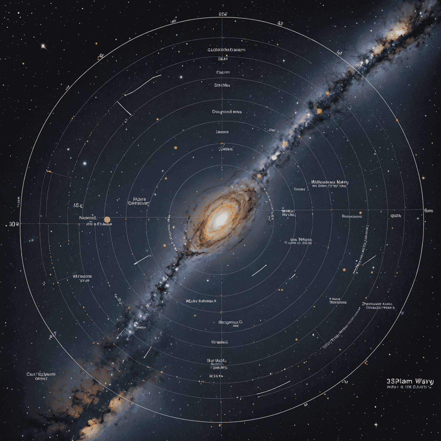 A modern star map of the Milky Way galaxy, with distances marked in parsecs, showcasing how this unit is used to map our cosmic neighborhood.